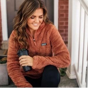 Patagonia burnt orange soft/Sherpa quarter zip - size M